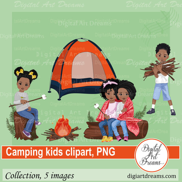 Camping clipart black kids