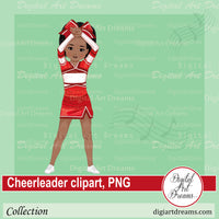 African American cheerleader clipart red