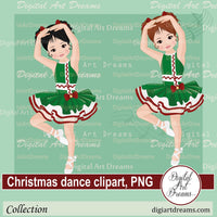 Red and green Christmas ballerina clip art