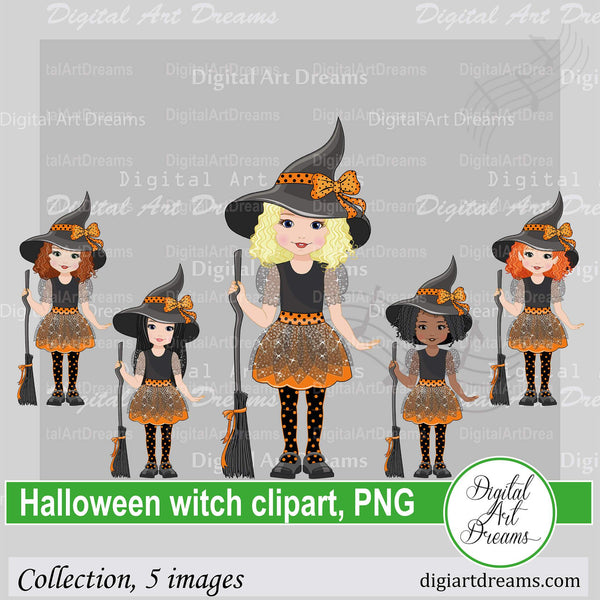 Cute witch clipart for Halloween