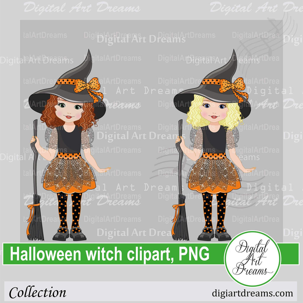 Cute Witch Clipart: Little Girl Halloween PNG Images – Digital Art Dreams