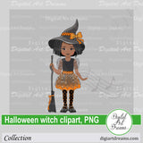 Cute African American witch clipart