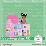 African American pink dollhouse clipart