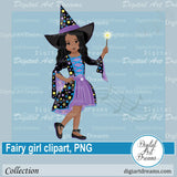 African American wizard girl clipart