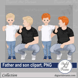 Father and son hugging clipart