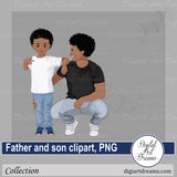 African American father and son clipart