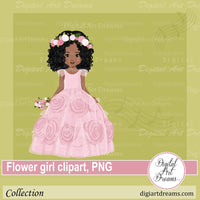 Black flower girl clipart