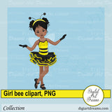 African American girl bee clipart