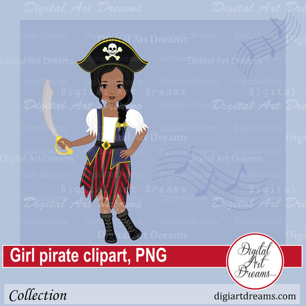 cute girl pirate cartoon