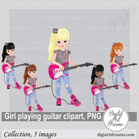 Girl playing guitar clipart