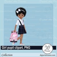 African American girl pupil clipart