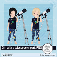 Girl with telescope drawing