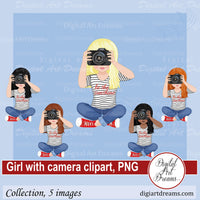 Girl with camera clipart