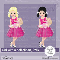 Girl with a doll clip art