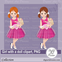 Girl with doll clipart