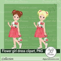 Pink flower girl dress clip art