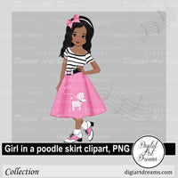 African American girl poodle skirt clipart