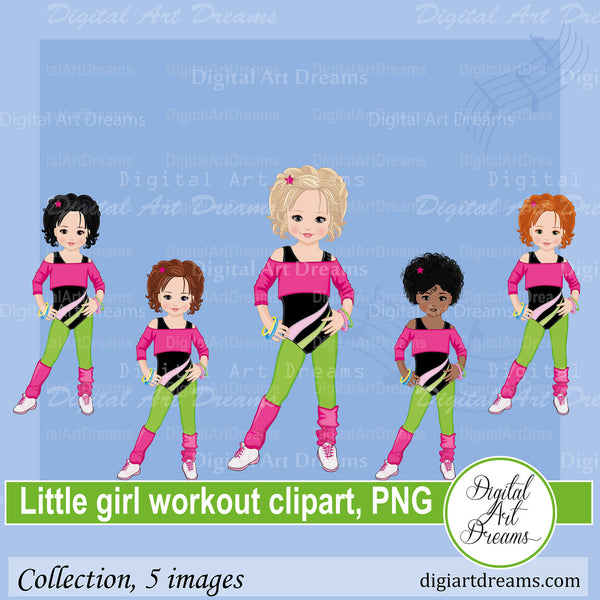 Little girl workout clipart