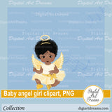 African American baby angel girl clipart