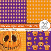 Halloween digital paper 12x12