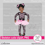 Black girl skeleton clipart