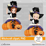 Cute Halloween witch clipart