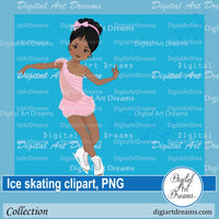 African American ice skating clipart
