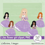 Girl with flower clipart