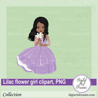 African American girl with lily flower clipart