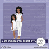 African American mom daughter clipart
