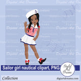 African American sailor girl clipart