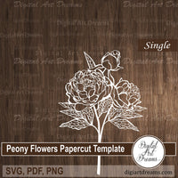 Peony flower SVG template