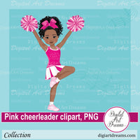 African American cheerleader clipart pink