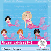 Pink mermaid clipart