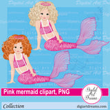 Girl pink mermaid