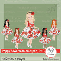 Poppy flower girl dress clipart