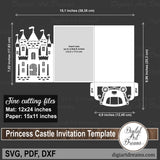 Princess castle tri fold invitation cut files