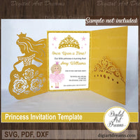 Princess tri-fold invitation SVG template
