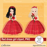 Girl wearing red dress clipart