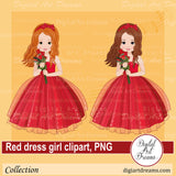 Red dress girl clip art