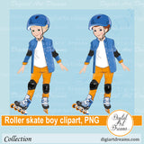 Roller skating boy clipart