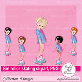 Girl roller skating clipart