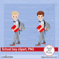 Boy with backpack clipart