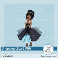 African American shopaholic clipart