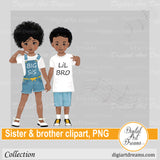 African American sister brother clipart