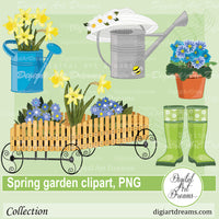 Spring garden images tulips, daffodils flower clipart PNG
