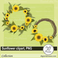 Sunflower wreath clipart