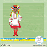 Black girl in Ukraine embroidered dress clipart