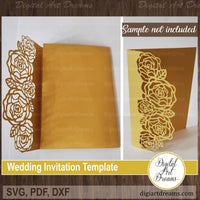 Golden tri-fold wedding invitation template