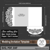 Rose wedding invitation template for Cricut